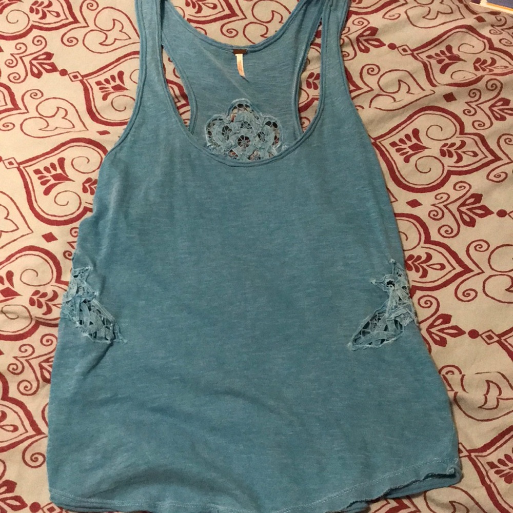 Blue lace tank top